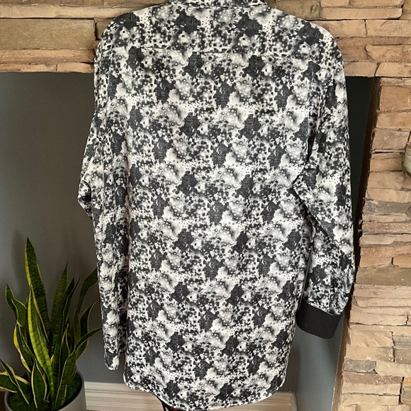 Karma Blu Modern Fit Inkspot Shirt Funky Indie Mod Flip Cuffs Black White XL - Picture 4 of 7